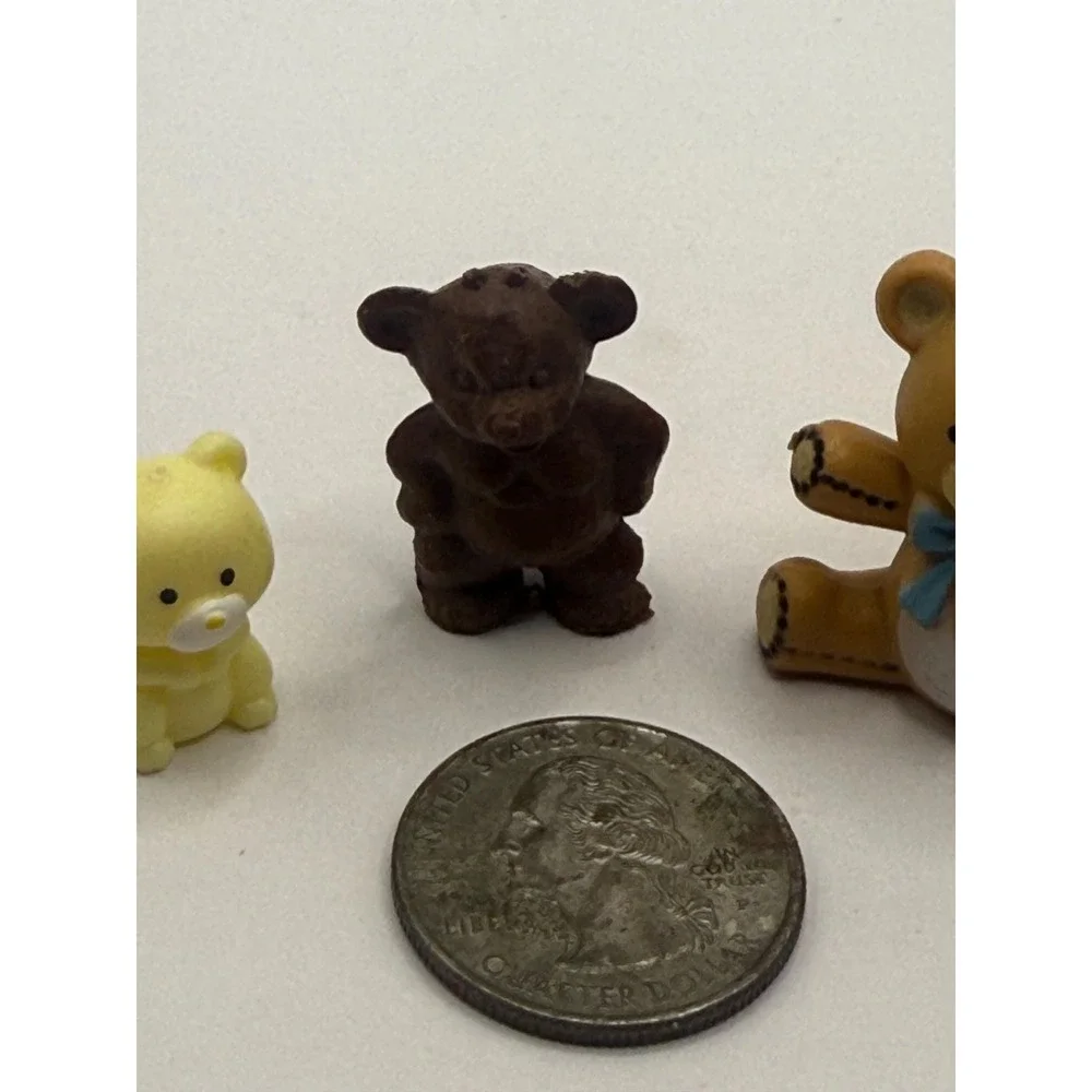 VTG Mini Teddy Bear‎ Figurines Lot – Small Resin Bears – Dollhouse Size Set of 3